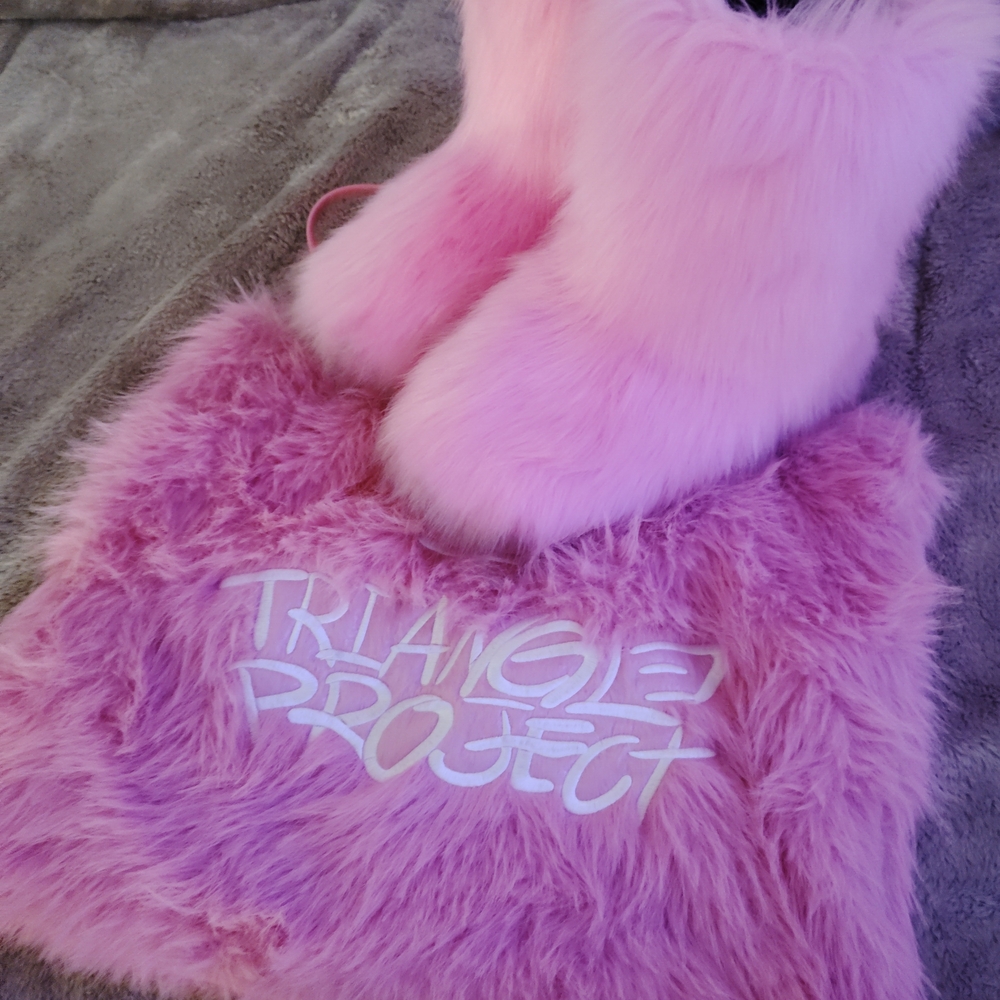 Pink Fluffy Boots and Bag Set